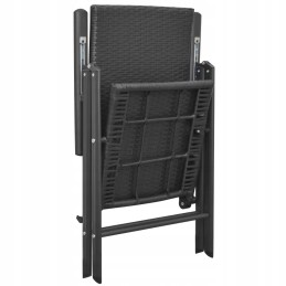 Sodo baldų komplektas: WPC stalas + 4 PE rotango kėdės, juodos, 79x79x74cm