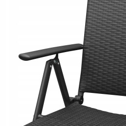 Sodo baldų komplektas: WPC stalas + 4 PE rotango kėdės, juodos, 79x79x74cm