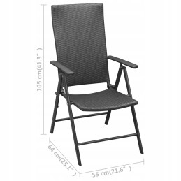 Sodo baldų komplektas: WPC stalas + 4 PE rotango kėdės, juodos, 79x79x74cm