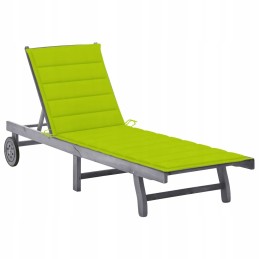 Vidaxl sodo gultas su pagalvėle, pilka, akacijos medžio masyva