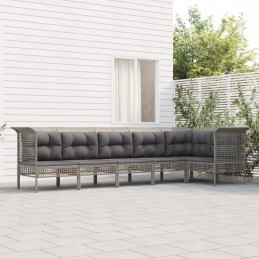 Sodo sofos komplektas PE rotangas, pilkas, 65x65x75cm