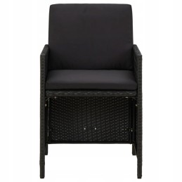 Rattan sodo baldų komplektas, juodas, 4 kėdės, 109x107cm