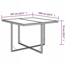 Rudo rotango sodo baldų komplektas, 4 kėdės, 1 stalas