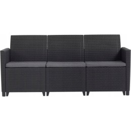 Sodo baldų komplektas Keter 3 sėdimos vietos, grafitinė sofa + pagalvės