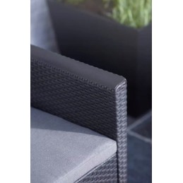 Sodo baldų komplektas Keter 3 sėdimos vietos, grafitinė sofa + pagalvės