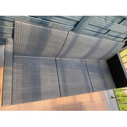 Sodo baldų komplektas Keter 3 sėdimos vietos, grafitinė sofa + pagalvės