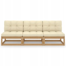 Vidaxl 3-vietė sofa su pagalvėlėmis, pušies masyvo