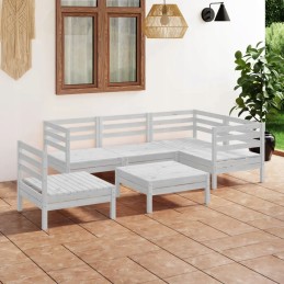 Vidaxl 6 dalių sodo sofos komplektas, baltas, pušies