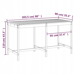 Sodo stalas medinis stalas terasos sodo balkono baldams 203,5x90x110 cm