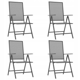 Sodo baldų komplektas - plienas, antracitas, 165x80x72 cm, 4x sulankstomas fotelis