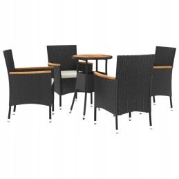Vidaxl 5 dalių bistro sodo baldų komplektas su pagalvėlėmis, juodas