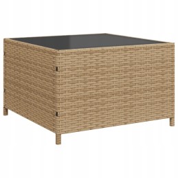 Sodo kampinė sofa su pagalvėlėmis ir stalu, PE rotango, smėlio spalvos