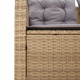 Sodo kampinė sofa su pagalvėlėmis ir stalu, PE rotango, smėlio spalvos