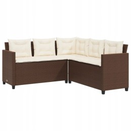 Sodo kampinė sofa su pagalvėlėmis ir stalu, PE rotango, ruda