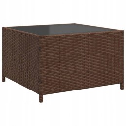 Sodo kampinė sofa su pagalvėlėmis ir stalu, PE rotango, ruda