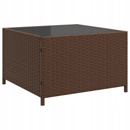 Sodo kampinė sofa su pagalvėlėmis ir stalu, PE rotango, ruda