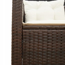 Sodo kampinė sofa su pagalvėlėmis ir stalu, PE rotango, ruda