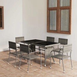 Sodo komplektas iš polirotango - stalas 140x80 cm + 6 antracito kėdės