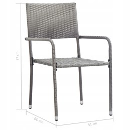 Sodo komplektas iš polirotango - stalas 140x80 cm + 6 antracito kėdės