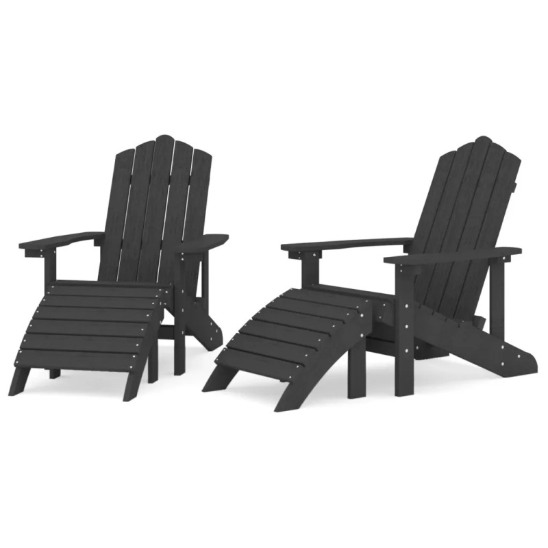 Adirondack sodo kėdės su atrama kojoms, 2 vnt, h