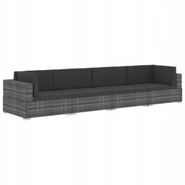 4 dalių sodo sofa, su pagalvėlėmis, polirotango, pilka