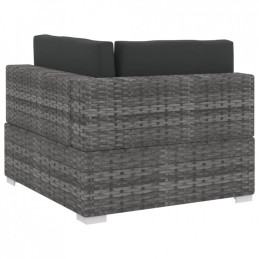 4 dalių sodo sofa, su pagalvėlėmis, polirotango, pilka