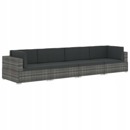 4 dalių sodo sofa, su pagalvėlėmis, polirotango, pilka