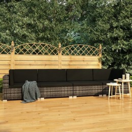 4 dalių sodo sofa, su pagalvėlėmis, polirotango, pilka