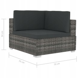 4 dalių sodo sofa, su pagalvėlėmis, polirotango, pilka