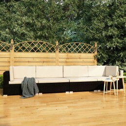 4 dalių sodo sofa, pagalvėlės, PE rotangas, juoda