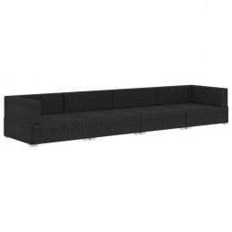 4 dalių sodo sofa, pagalvėlės, PE rotangas, juoda