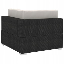 4 dalių sodo sofa, pagalvėlės, PE rotangas, juoda