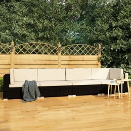 4 dalių sodo sofa, pagalvėlės, PE rotangas, juoda