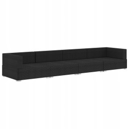 4 dalių sodo sofa, pagalvėlės, PE rotangas, juoda