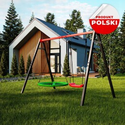 Sodo sūpynių metalinis rėmas + 2x gandralizdžių sūpynių komplektas xxl