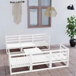 Vidaxl 7 dalių sodo baldų komplektas, baltas, pušis