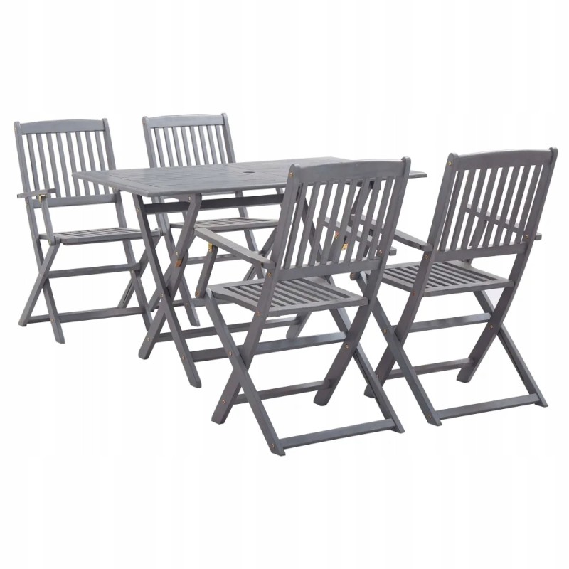 Pilkos spalvos sodo baldų komplektas 120x70x75 cm - 4 kėdės