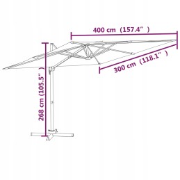 Vidaxl skėtis kabantis ant aliuminio stulpo, žalias, 400x300 cm
