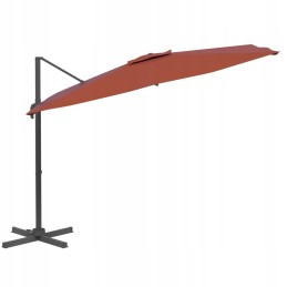Vidaxl skėtis kabantis ant aliuminio stulpo, terakotos, 400x300 cm