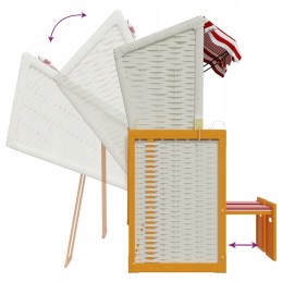 Paplūdimio gultas su baldakimu - raudona ir balta, 115x55x133/151/156 cm