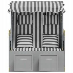Paplūdimio gultas su baldakimu 115x55x133/151/156cm pilka ir balta