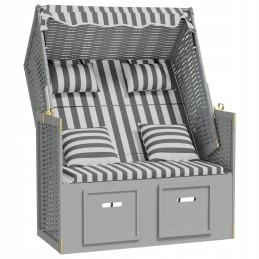 Paplūdimio gultas su baldakimu pilka ir balta 115x55x133/151/156 cm