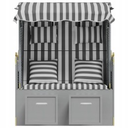 Paplūdimio gultas su baldakimu pilka ir balta 115x55x133/151/156 cm
