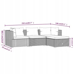 5 dalių sodo poilsio komplektas, pagalvėlės, rotango, pilka