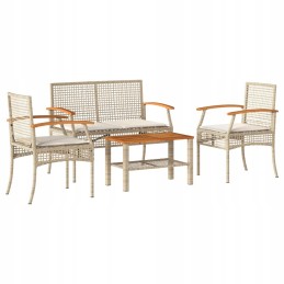 4 dalių sodo sofos komplektas, pagalvėlės, PE rotangas, lumarko beige