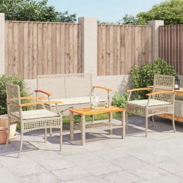 4 dalių sodo sofos komplektas, pagalvėlės, PE rotangas, lumarko beige
