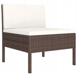 5 dalių sodo sofos komplektas, rudos polirotango pagalvėlės
