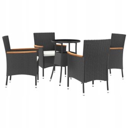 Vidaxl 5 dalių bistro sodo baldų komplektas su pagalvėlėmis, juodas