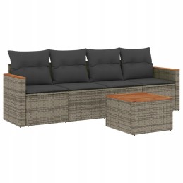 Pilkos spalvos pe rotango poilsio komplektas, 5 vnt. 55x62x69 cm