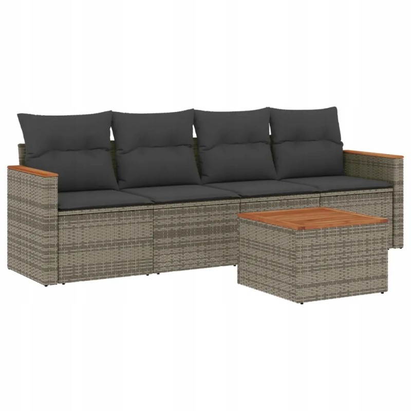 Pilkos spalvos pe rotango poilsio komplektas, 5 vnt. 55x62x69 cm